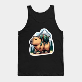 Cute capybara hiking funny Tank Top